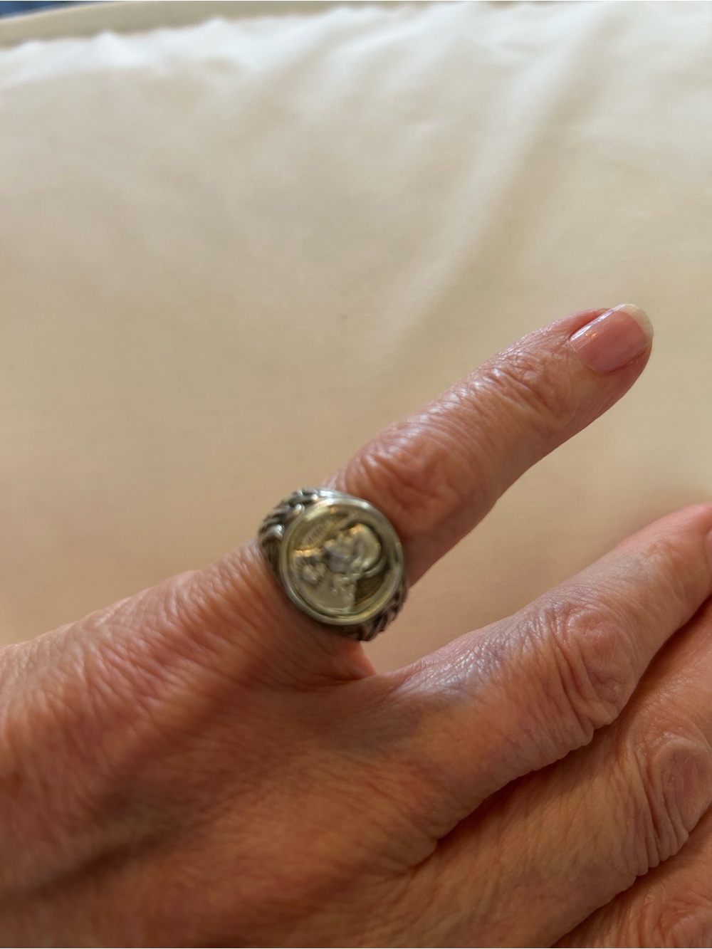 Vintage-Inspired Silver Coin Ring - Sterling Tone